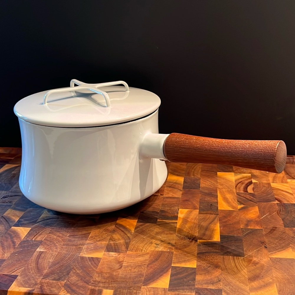 Dansk Kobenstyle White Cream 3 Quart Enamel Pot with Lid Vintage
